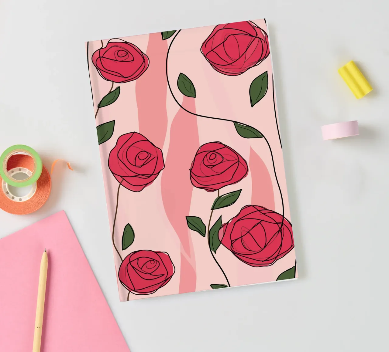 Red roses on a delicate background notebook by pixelbull - medieval art and more