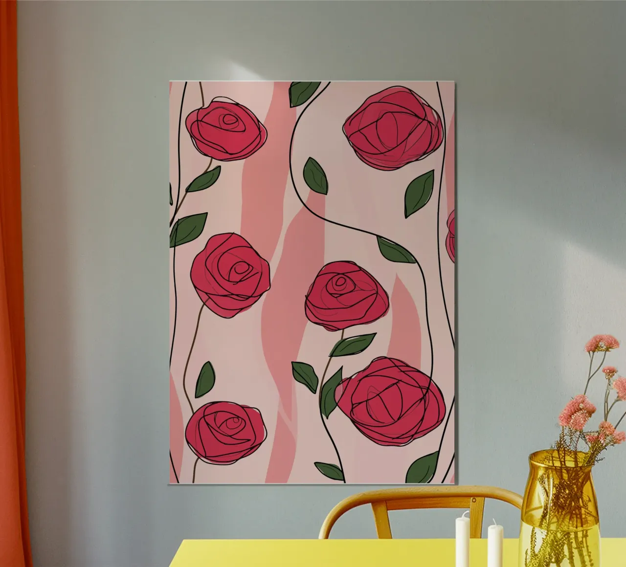 Red roses on a delicate background poster by pixelbull - medieval art and more