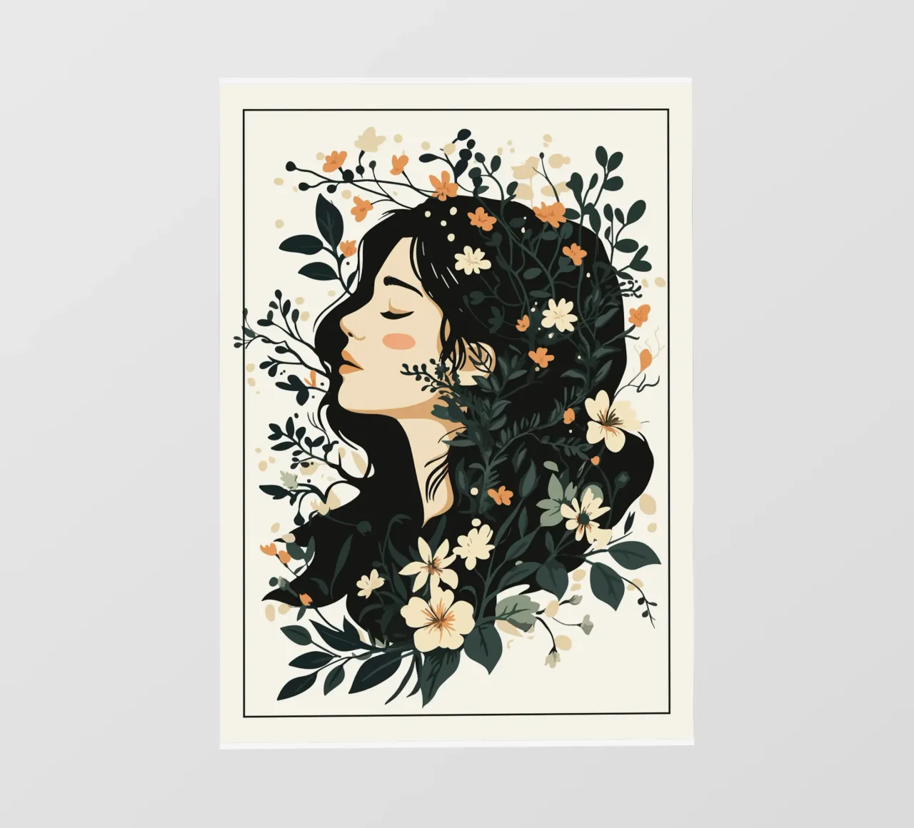 Donna di profilo con splendore floreale telo in pvc da pixelbull - medieval art and more