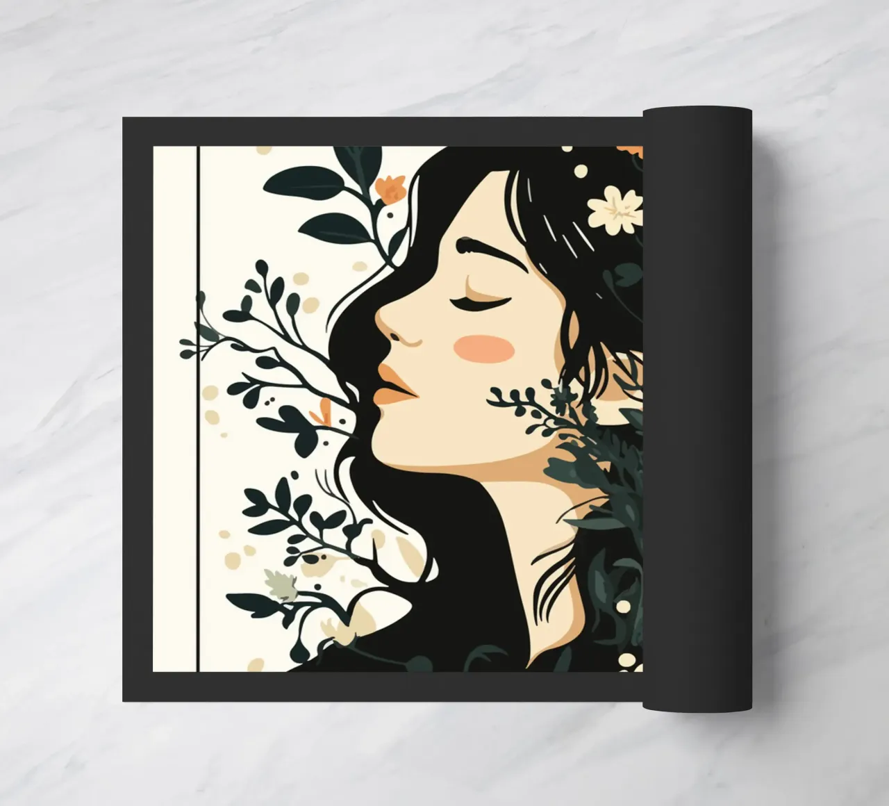 Donna di profilo con splendore floreale zerbino da pixelbull - medieval art and more