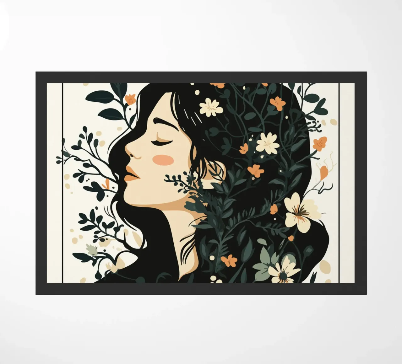 Donna di profilo con splendore floreale zerbino da pixelbull - medieval art and more