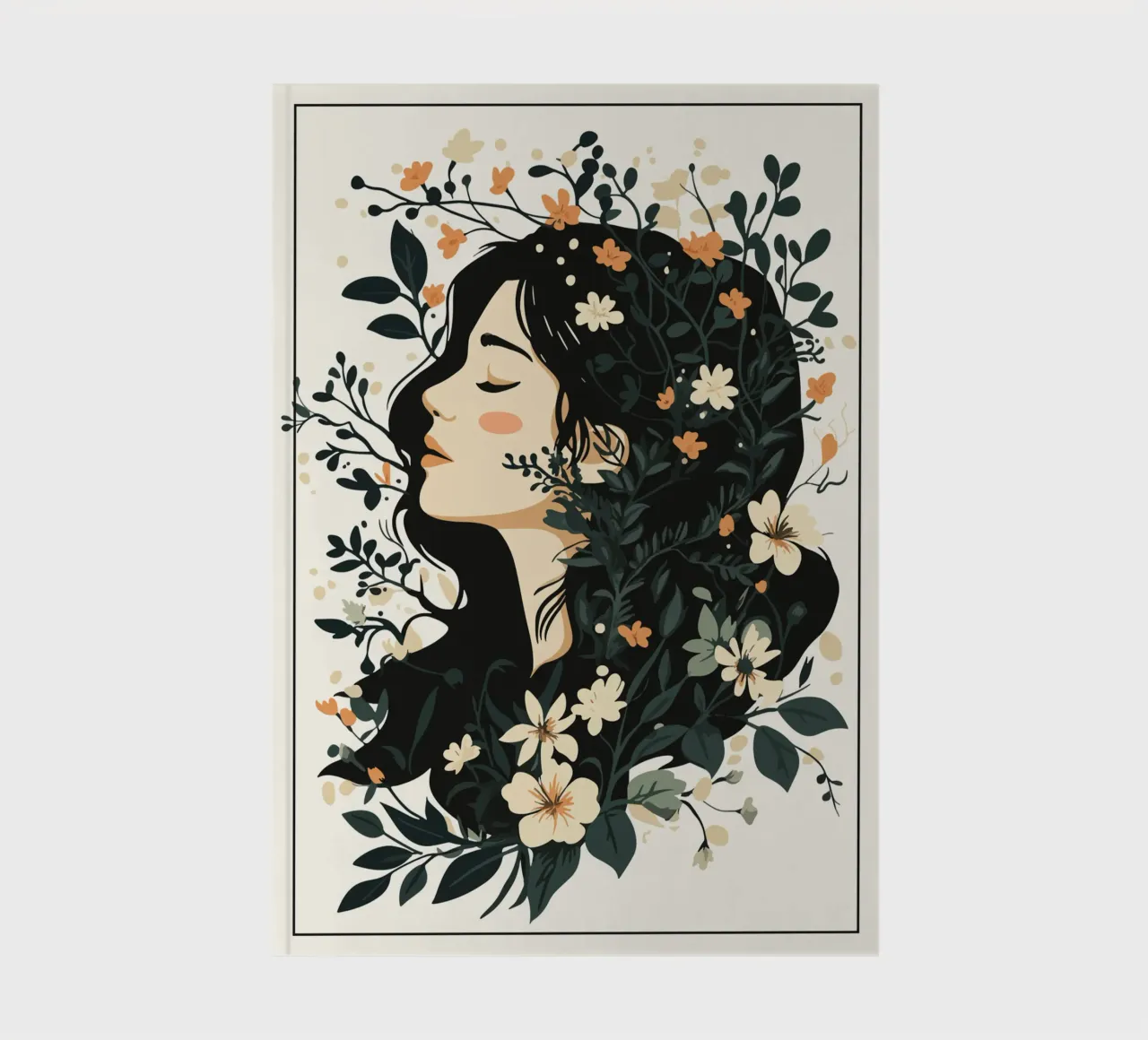 Donna di profilo con splendore floreale diario da pixelbull - medieval art and more