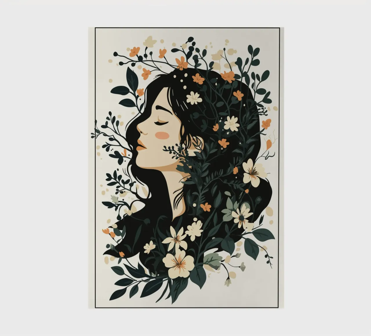 Donna di profilo con splendore floreale diario da pixelbull - medieval art and more