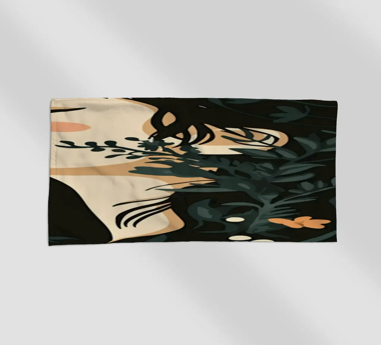 Donna di profilo con splendore floreale telo mare da pixelbull - medieval art and more