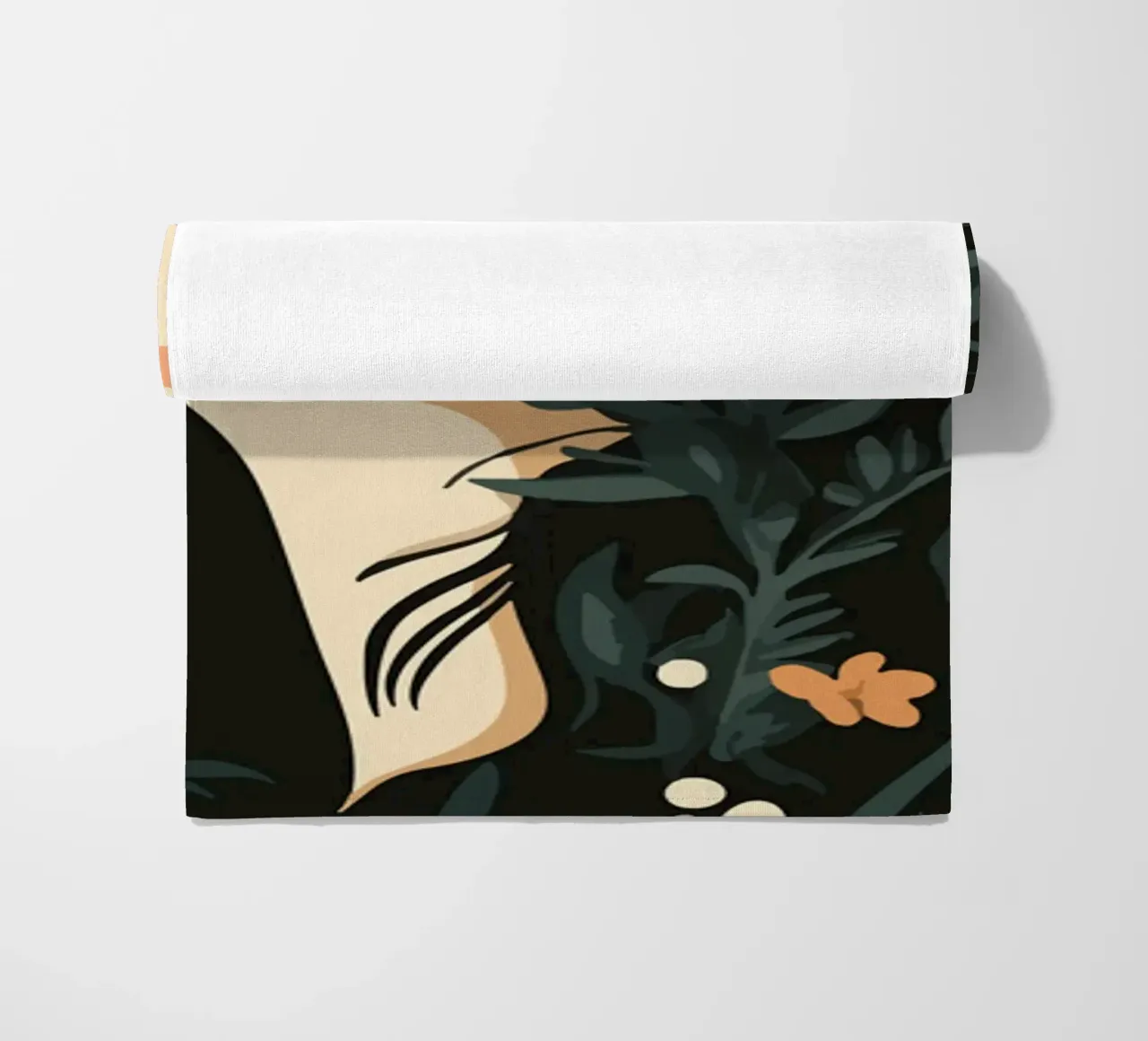 Donna di profilo con splendore floreale telo mare da pixelbull - medieval art and more