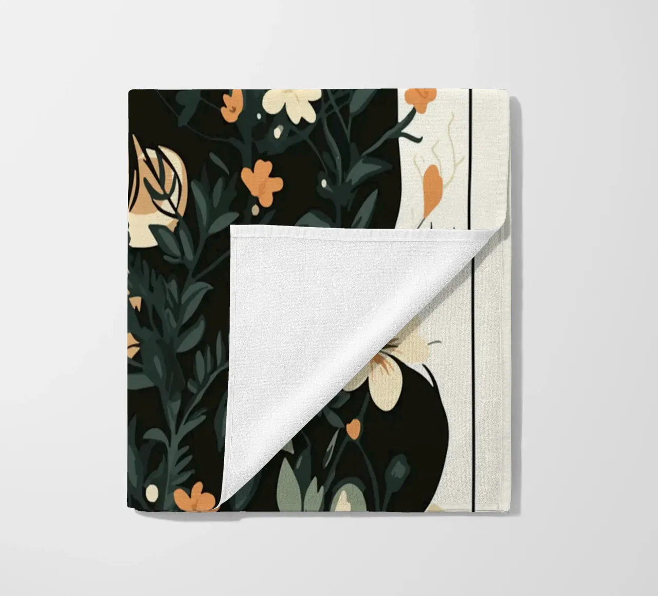 Donna di profilo con splendore floreale telo mare da pixelbull - medieval art and more