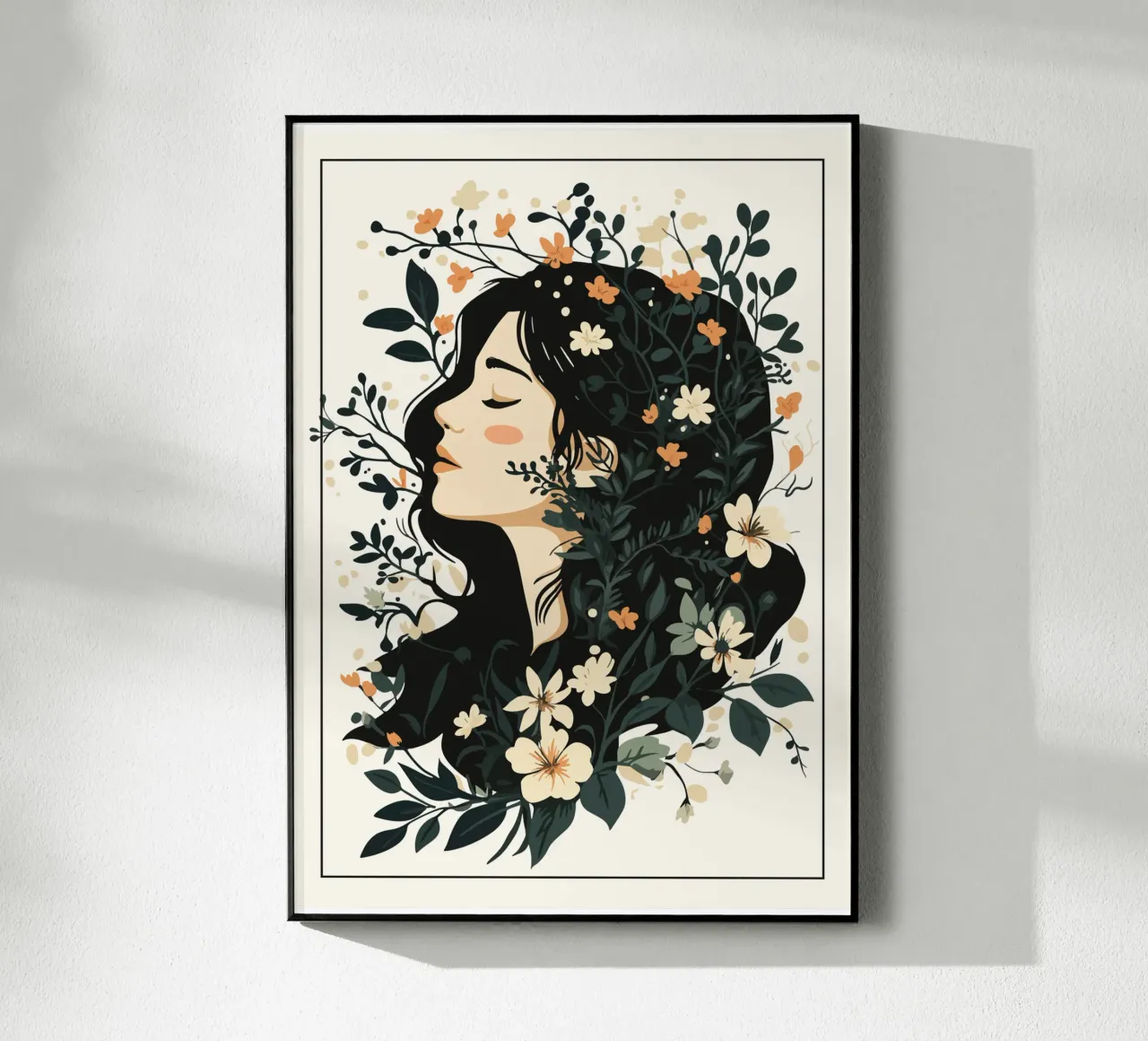 Donna di profilo con splendore floreale plexiglass da pixelbull - medieval art and more