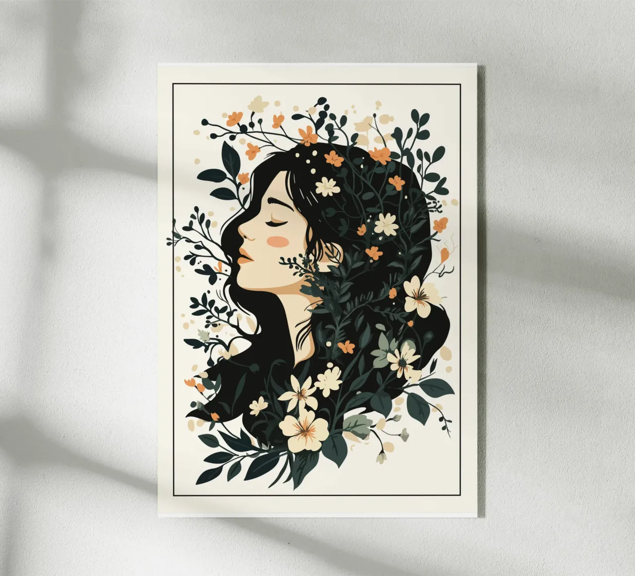 Donna di profilo con splendore floreale plexiglass da pixelbull - medieval art and more