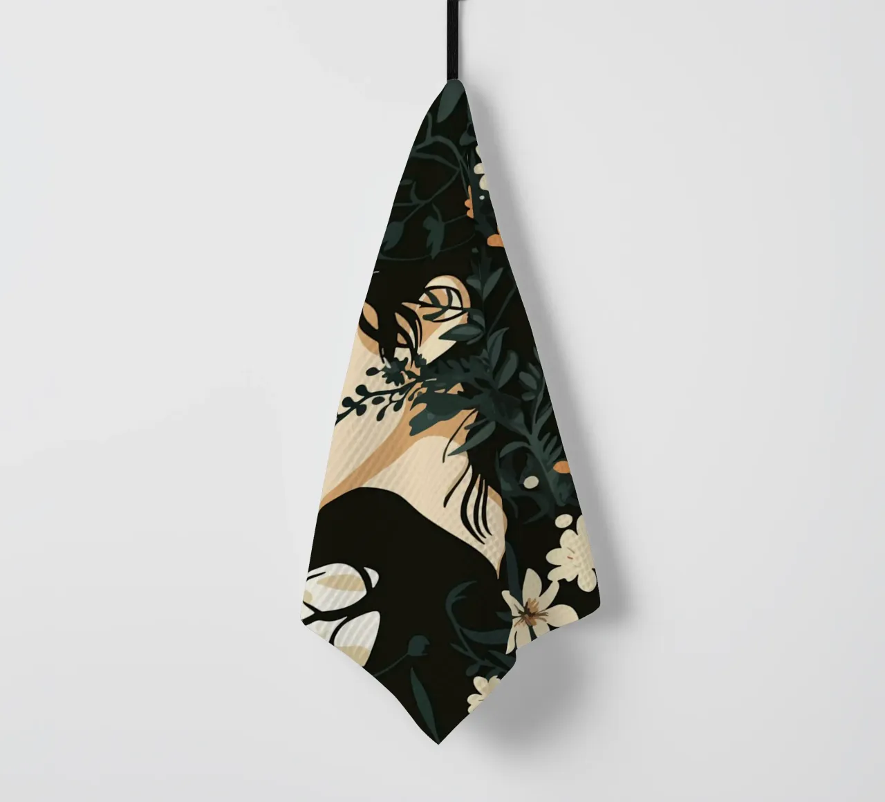 Donna di profilo con splendore floreale canovaccio da cucina da pixelbull - medieval art and more