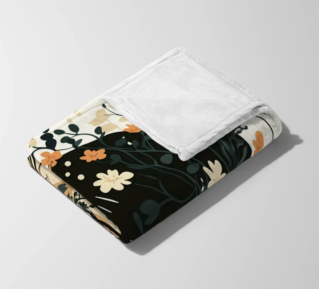 Donna di profilo con splendore floreale coperta in pile da pixelbull - medieval art and more