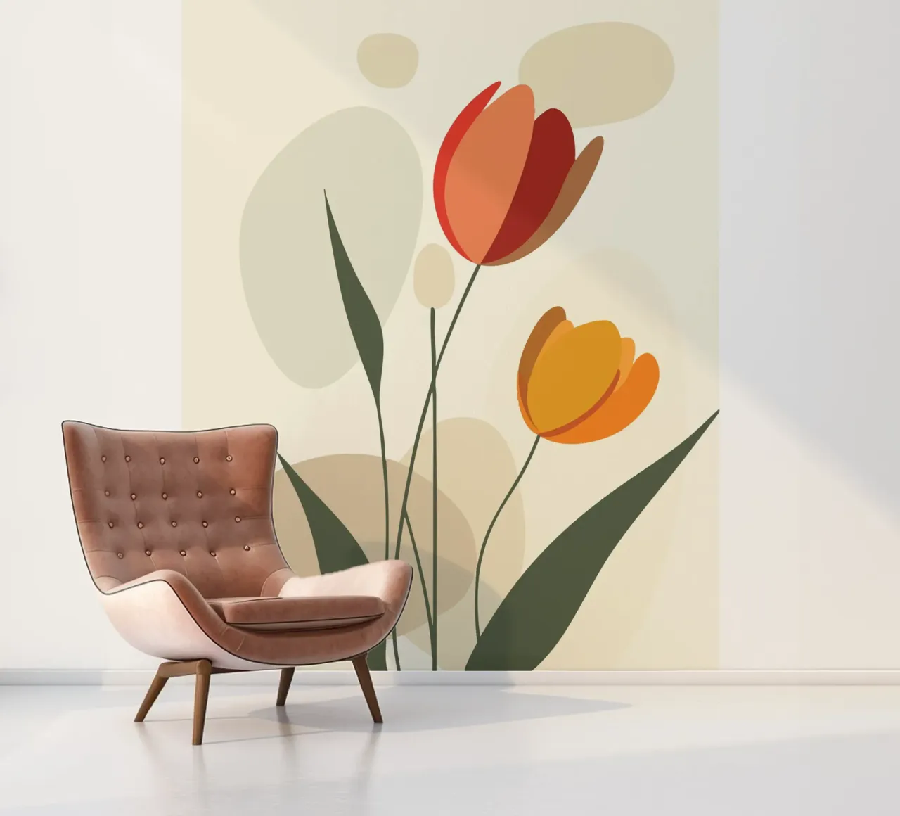 Abstrakte Tulpen in warmen Farbtönen Fototapete von pixelbull - medieval art and more