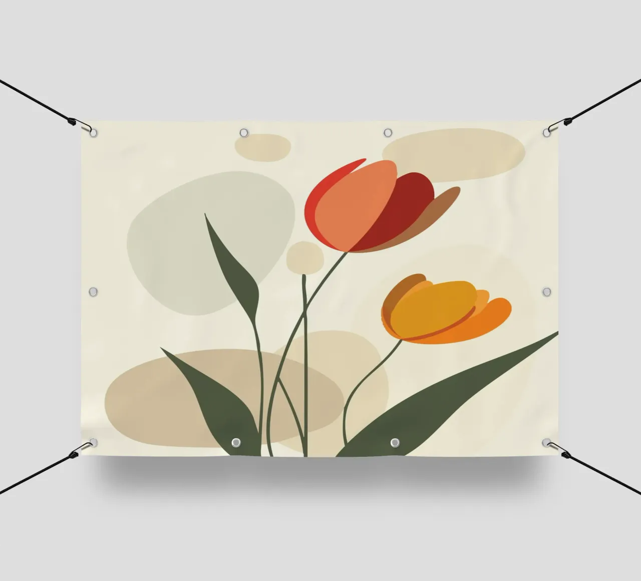 Tulipani astratti dai colori caldi telo in pvc da pixelbull - medieval art and more