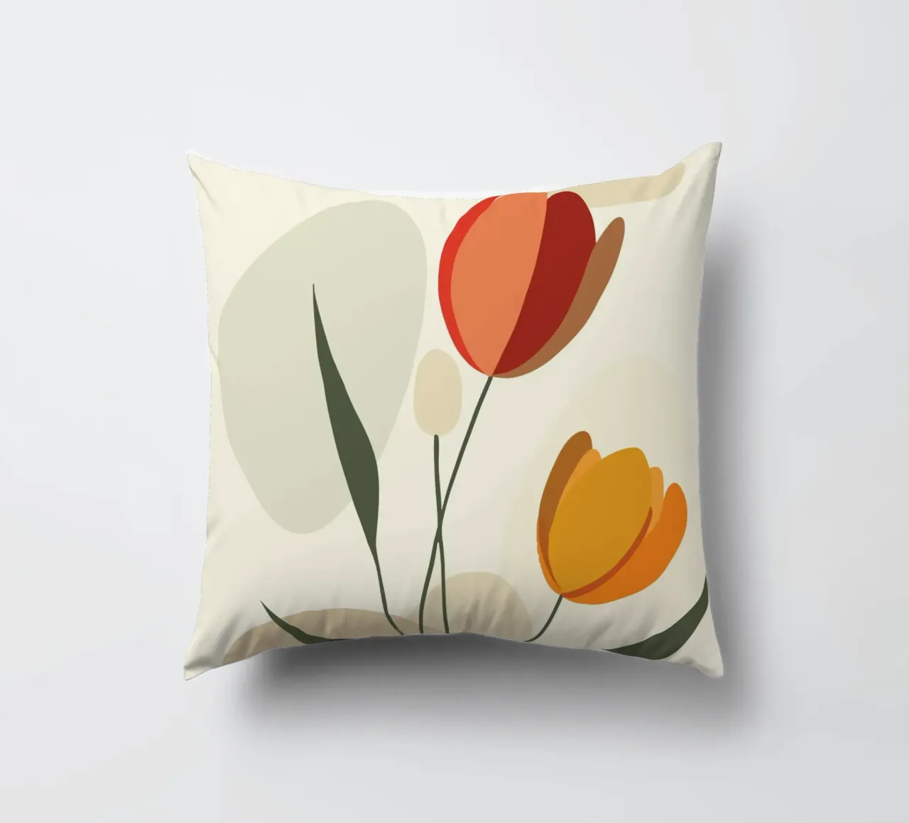 Tulipani astratti dai colori caldi cuscino da pixelbull - medieval art and more
