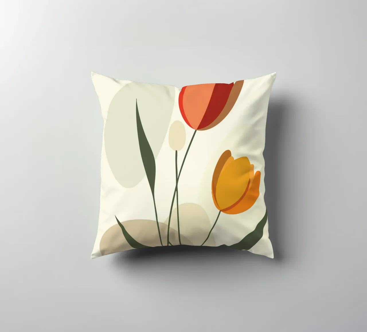 Tulipani astratti dai colori caldi cuscino da pixelbull - medieval art and more