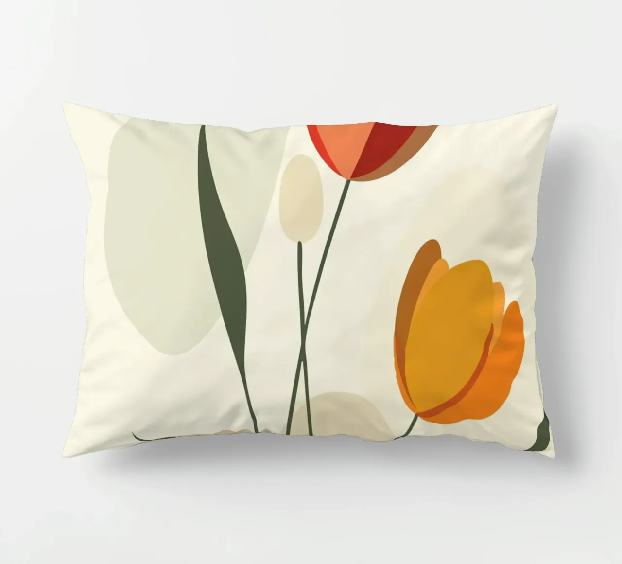 Tulipani astratti dai colori caldi cuscino da pixelbull - medieval art and more