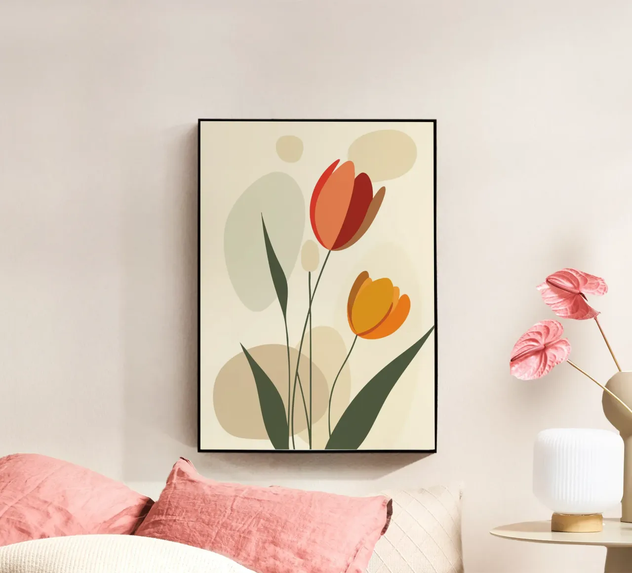 Tulipanes abstractos en colores cálidos metacrilato de pixelbull - medieval art and more
