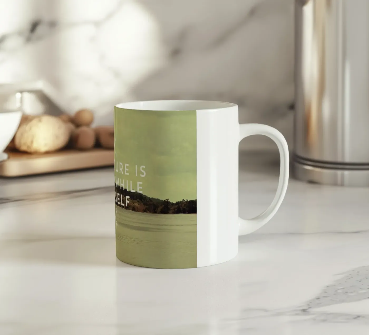 Worthwhile ceramic mug by Vintage Skies