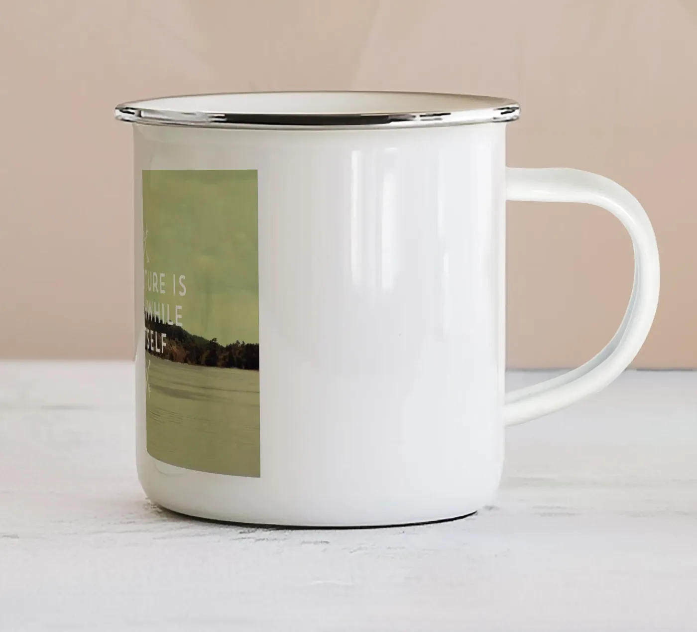 Worthwhile enamel mug by Vintage Skies