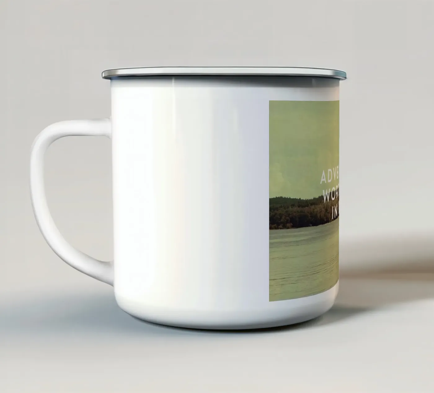 Worthwhile enamel mug by Vintage Skies