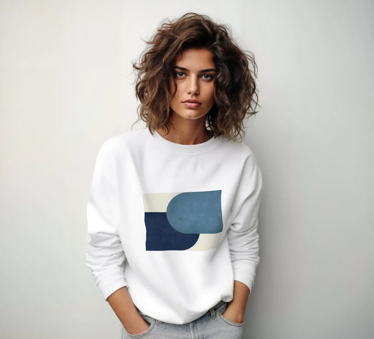 Halfmoon Colorblock - Blu navy felpa da MoonlightPrint
