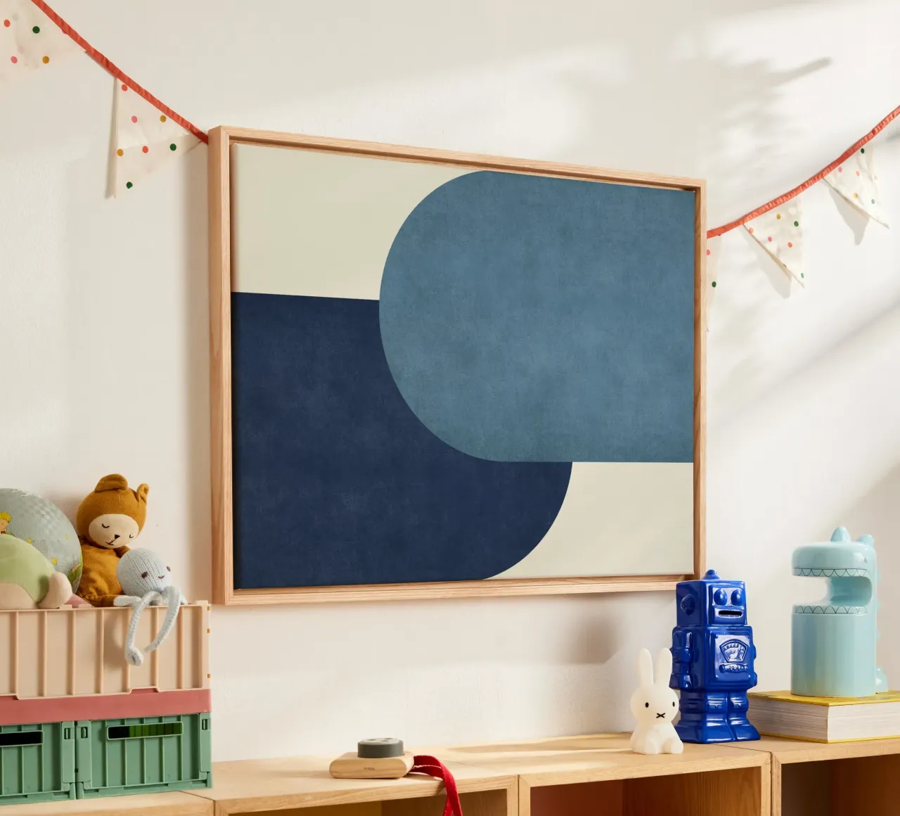 Halfmoon Colorblock - Blu navy tela con Cornice a cassetta da MoonlightPrint