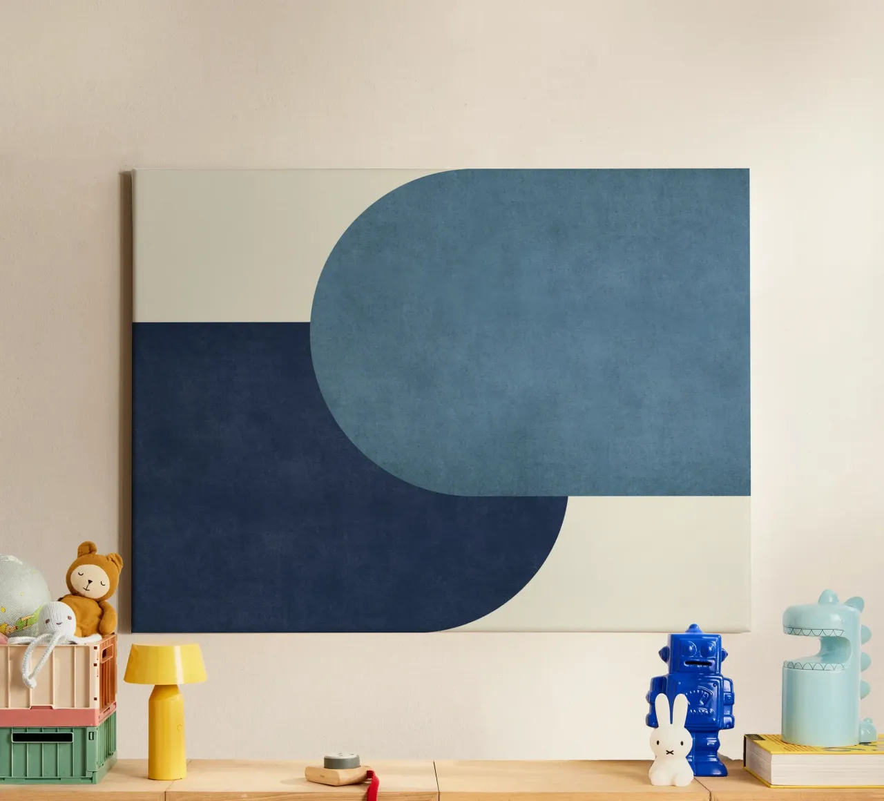 Halfmoon Colorblock - Blu navy tela con Cornice a cassetta da MoonlightPrint