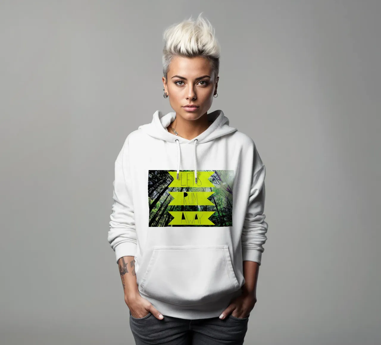 Let's Run Away - to the forest felpa con cappuccio da Leah Flores