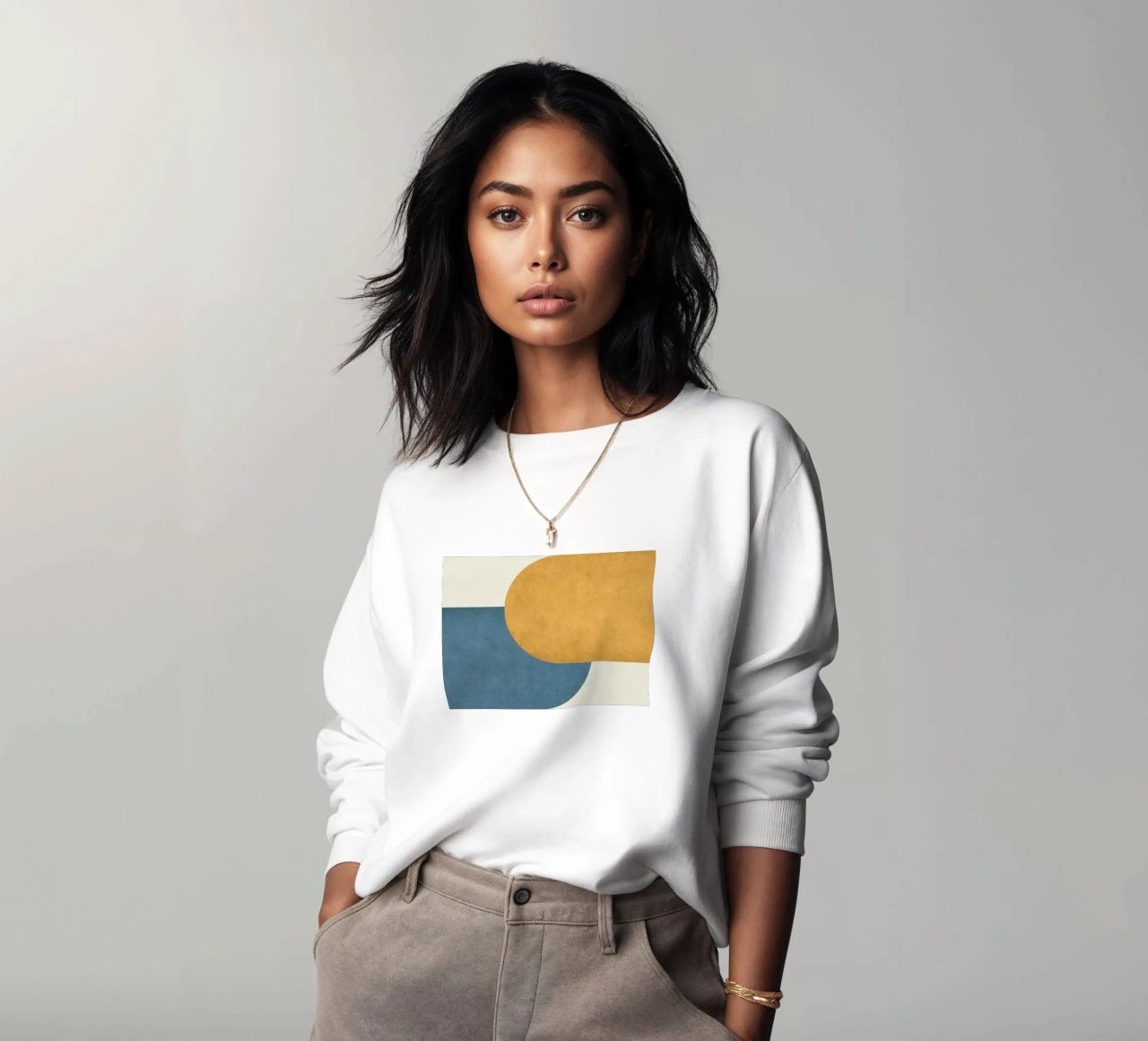 Halfmoon Colorblock - Oro Blu felpa da MoonlightPrint