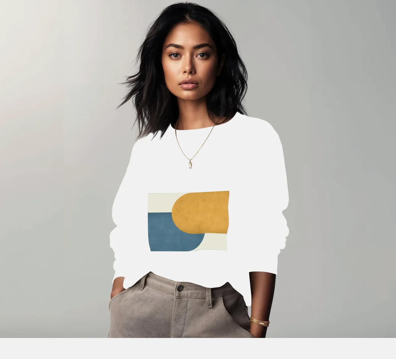 Halfmoon Colorblock - Oro Blu felpa da MoonlightPrint