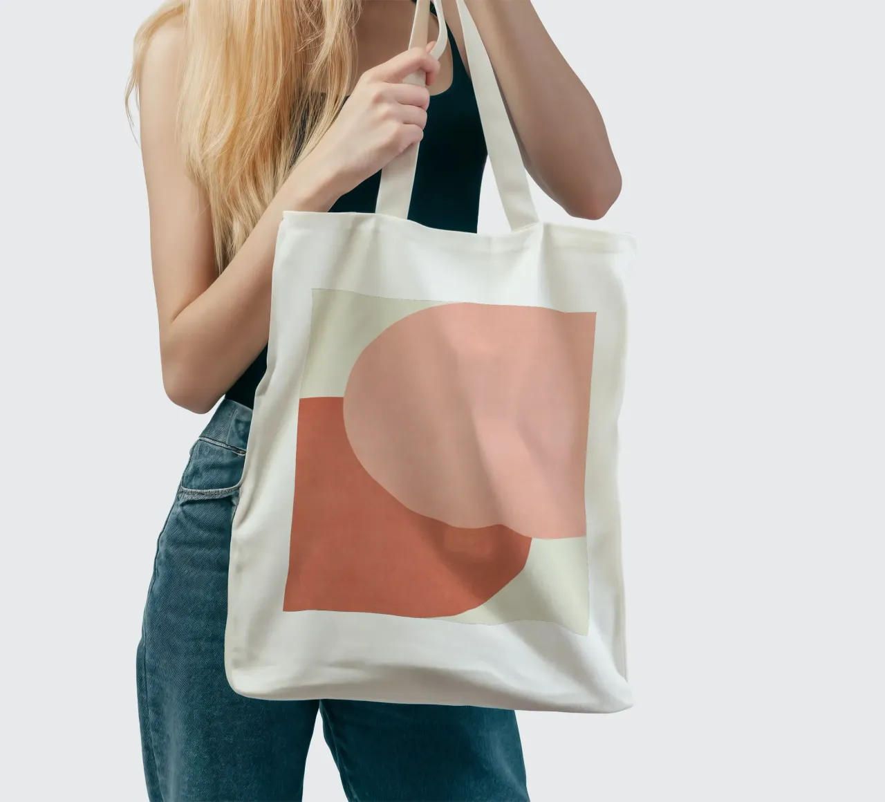 Halfmoon Colorblock - Rosa Arancione borsa in juta da MoonlightPrint