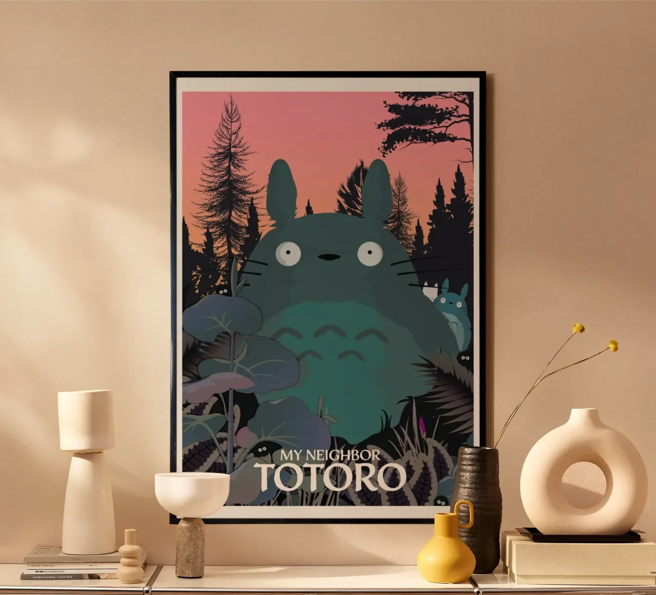 My Neighbor Totoro poster con telaio in plastica da Gallery Print and Art Limited