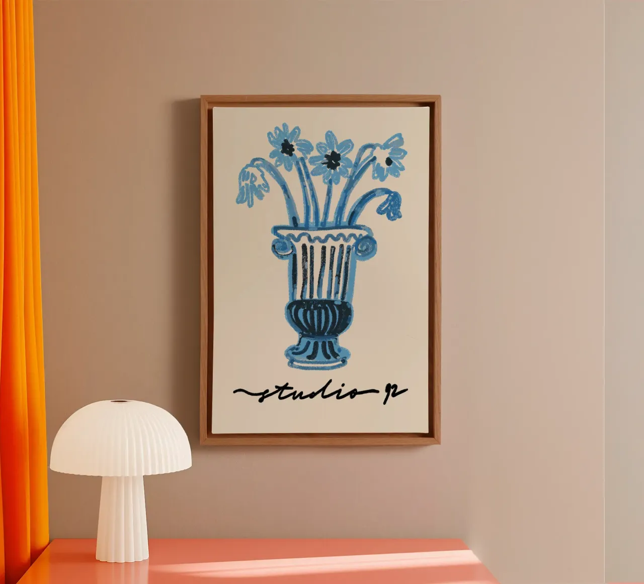 Blue Mood Botanical Studio 92 Leinwand mit Schattenfugenrahmen von Studio Mooodz