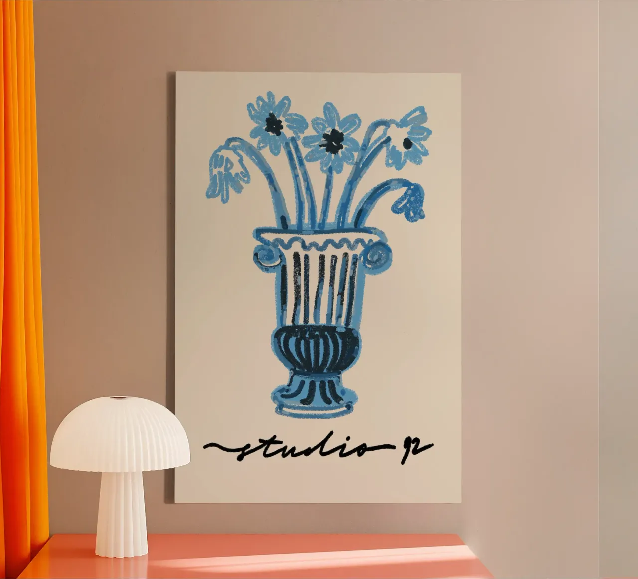 Blue Mood Botanical Studio 92 Leinwand mit Schattenfugenrahmen von Studio Mooodz