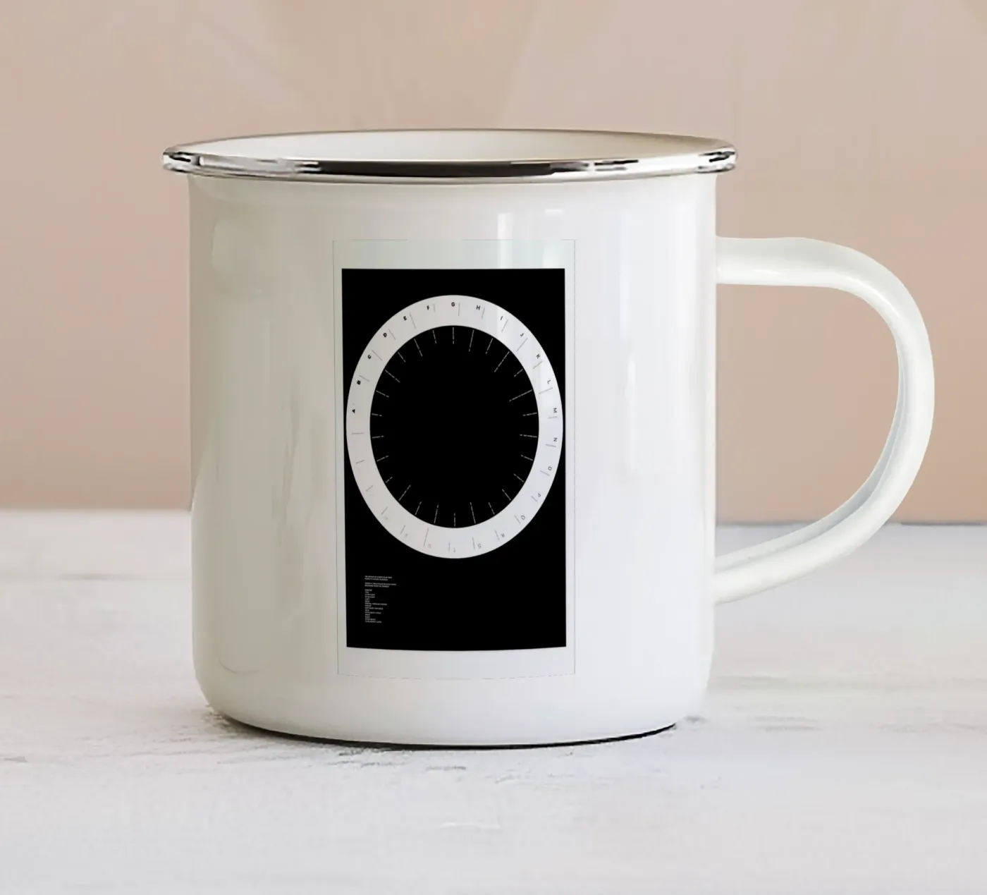 Width Classification Emaille Tasse von Marcin Plonka