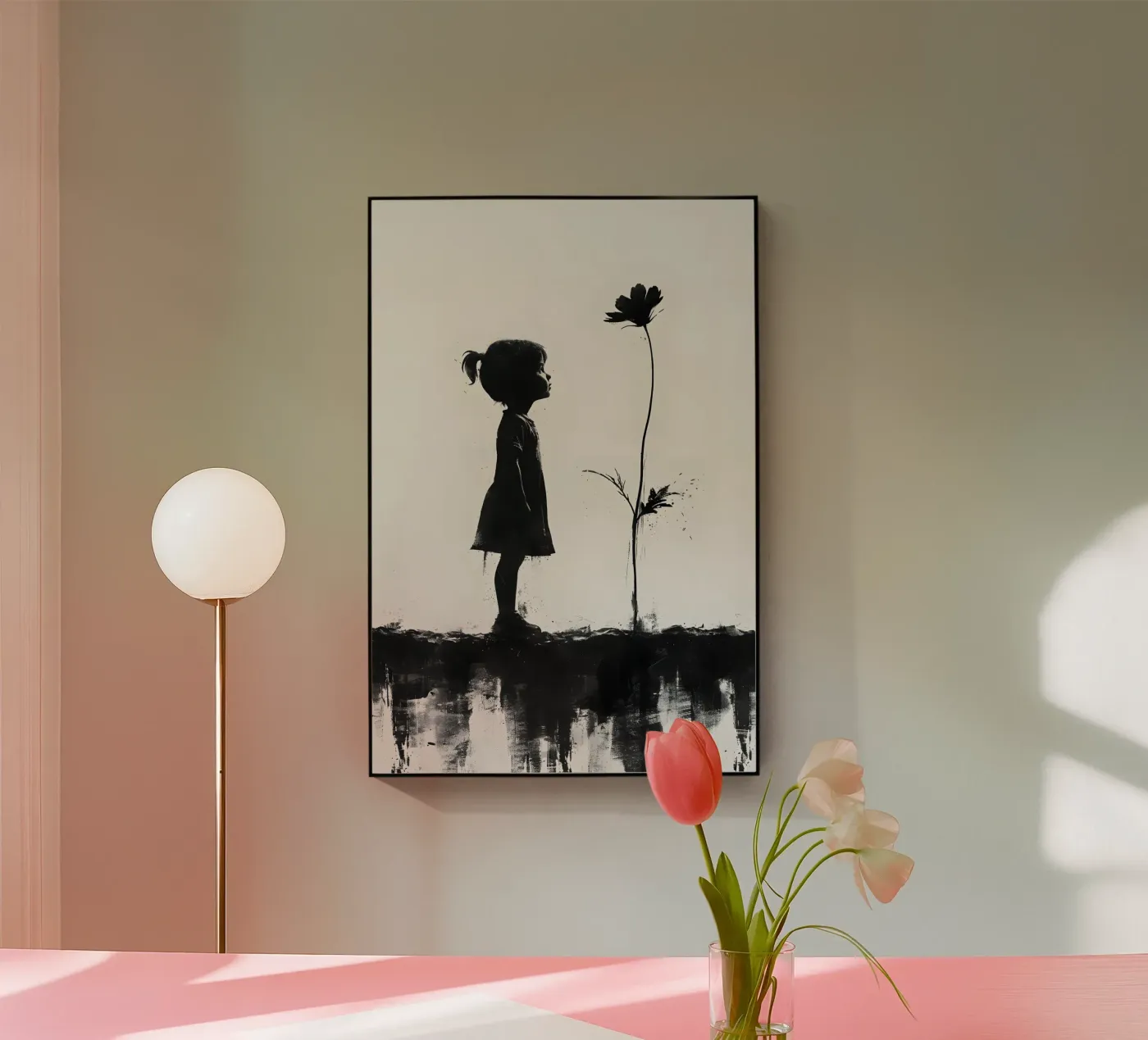 Mädchen und Blume Acryl-Glas von M-Ulrich-Digital Art