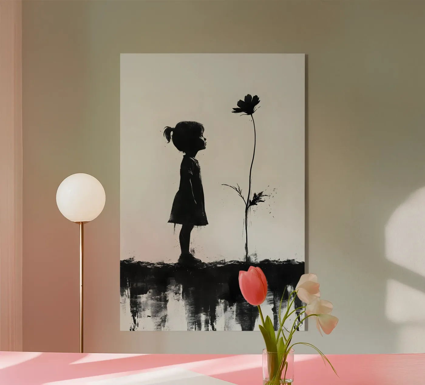 Mädchen und Blume Acryl-Glas von M-Ulrich-Digital Art