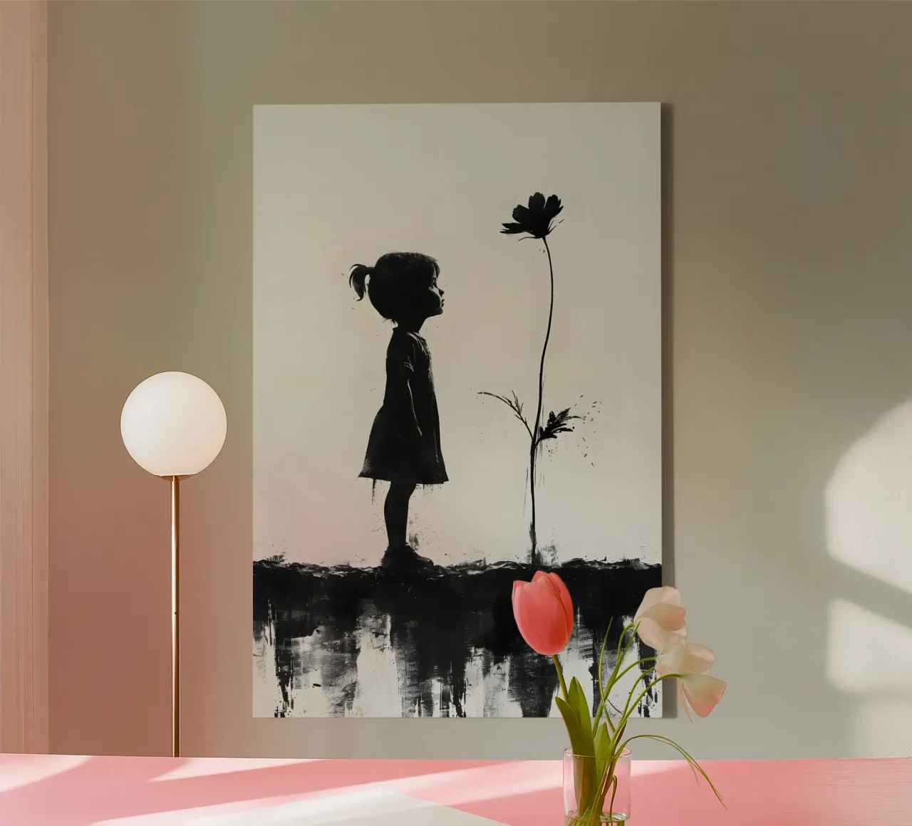 Ragazza e fiore tela con Cornice a cassetta da M-Ulrich-Digital Art