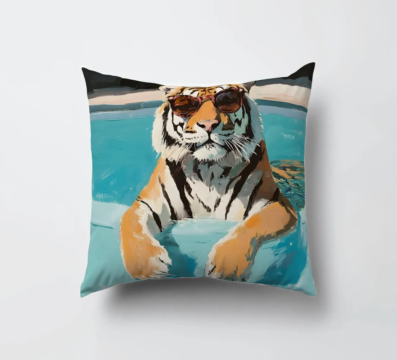 Chilling Tiger by the Pool cuscino da Gypsy Galleria
