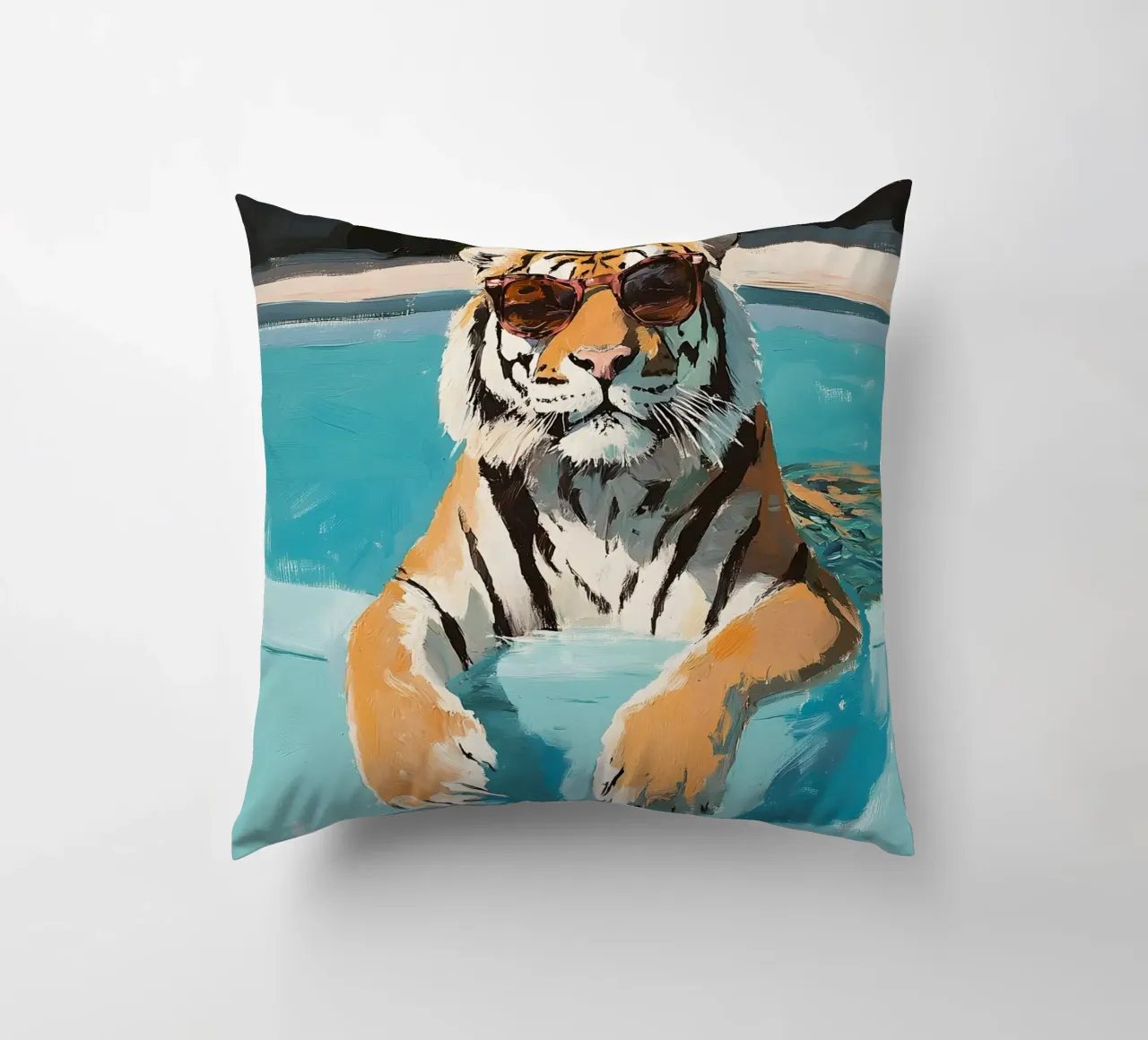 Chilling Tiger by the Pool cuscino da Gypsy Galleria