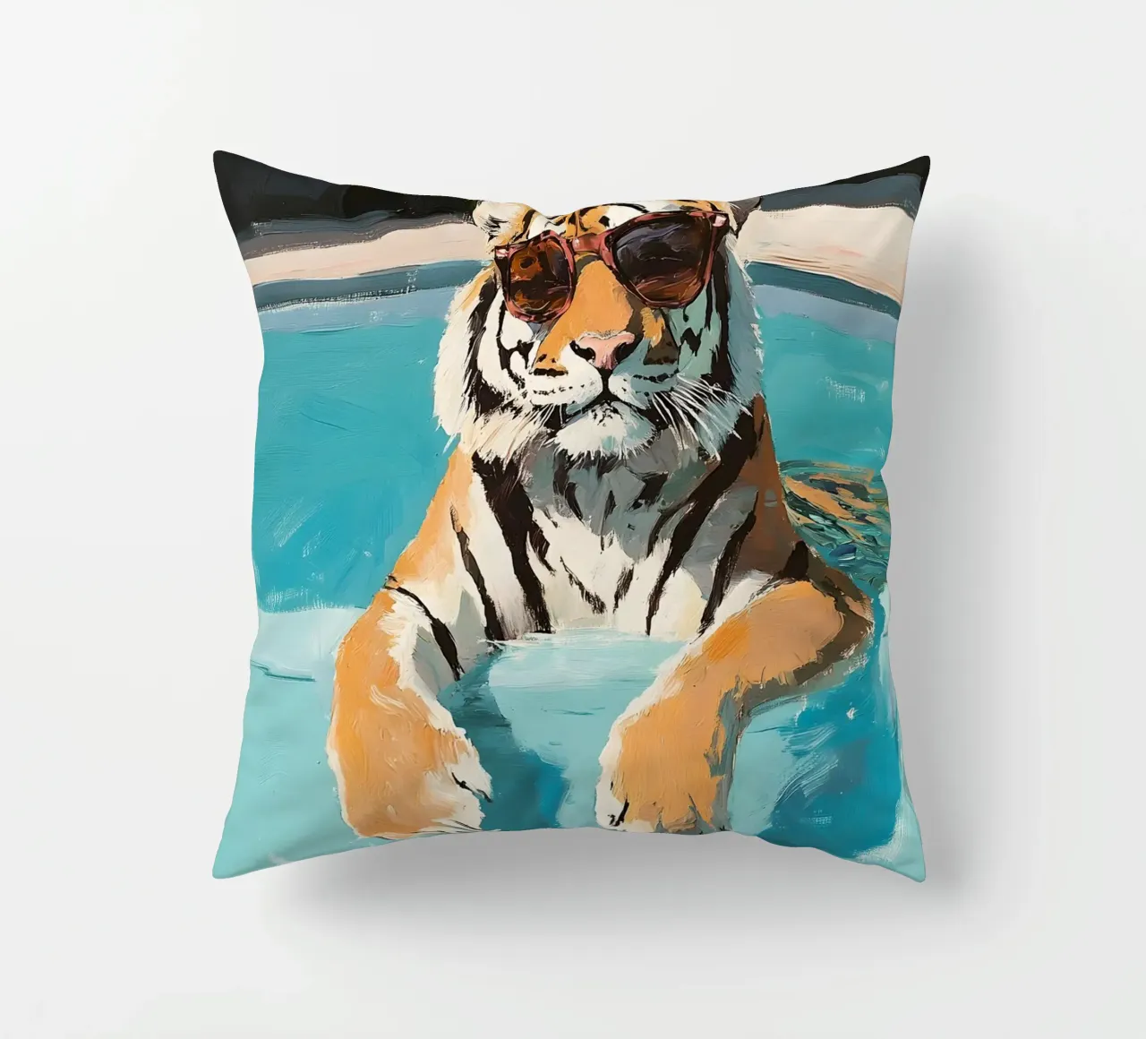 Chilling Tiger by the Pool cuscino da Gypsy Galleria