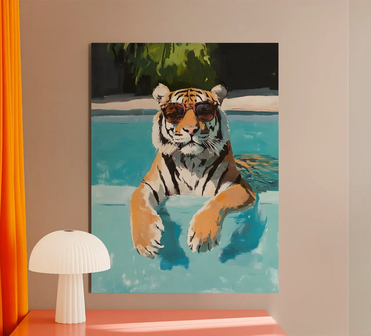 Chilling Tiger by the Pool alluminio dibond da Gypsy Galleria