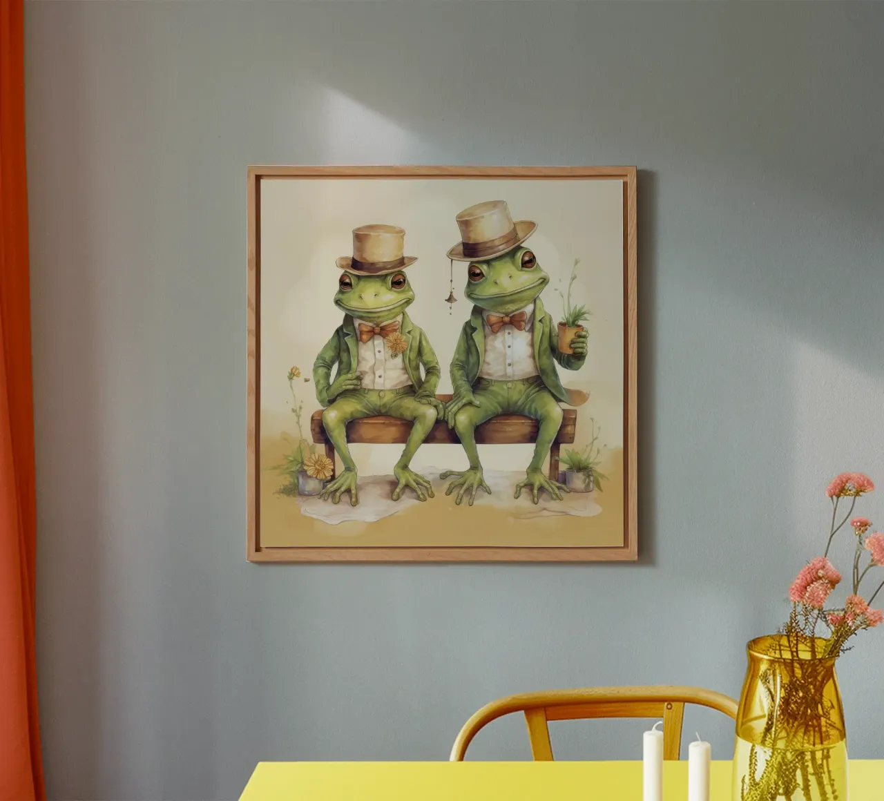 Retro Frog Duo alu-dibond by Funny Animals