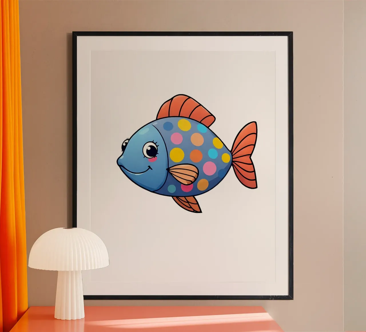 Pesce_3a poster con telaio in plastica da Tierisch bunt by LK