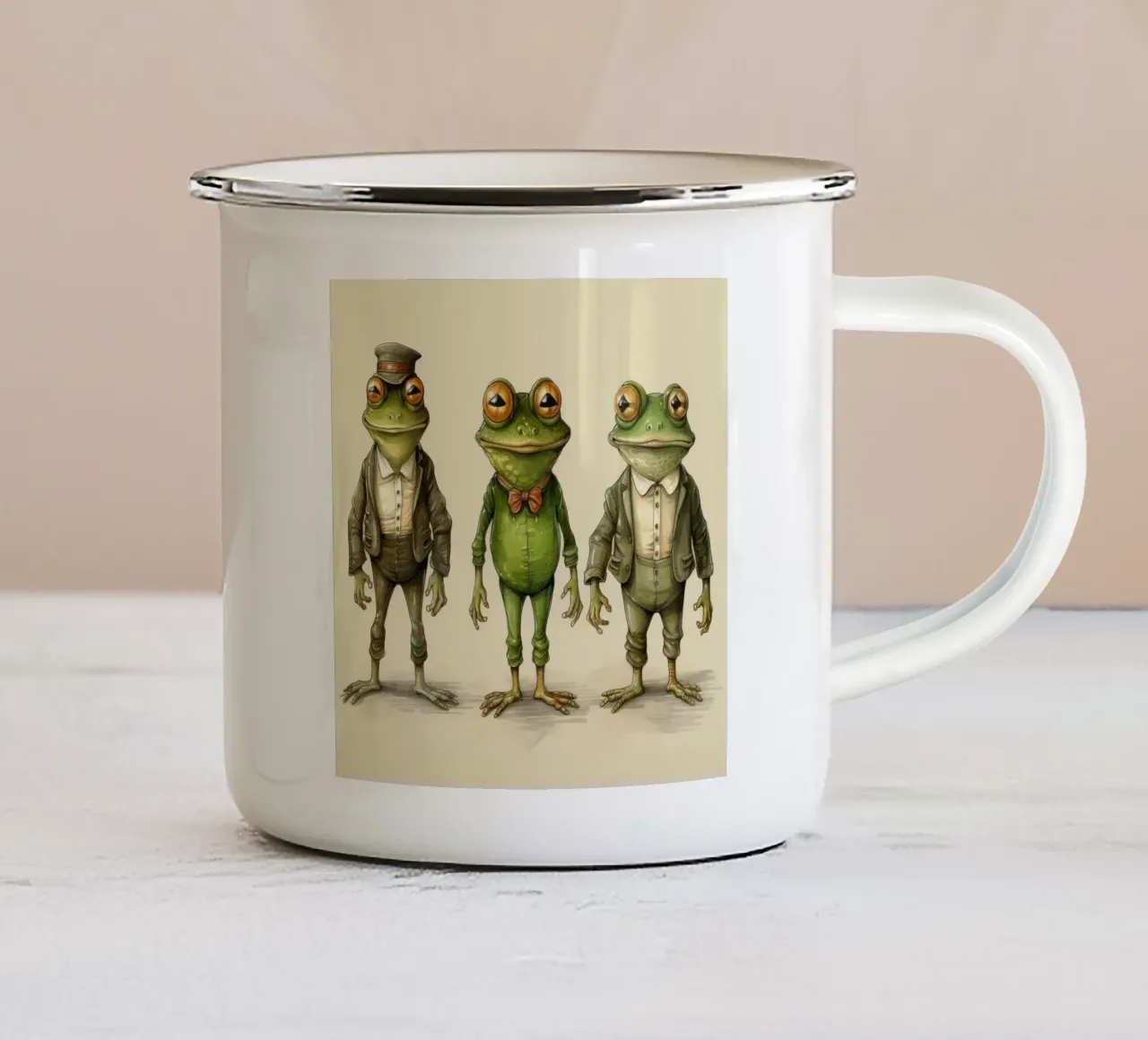 La banda delle rane retrò tazza in smalto da Funny Animals