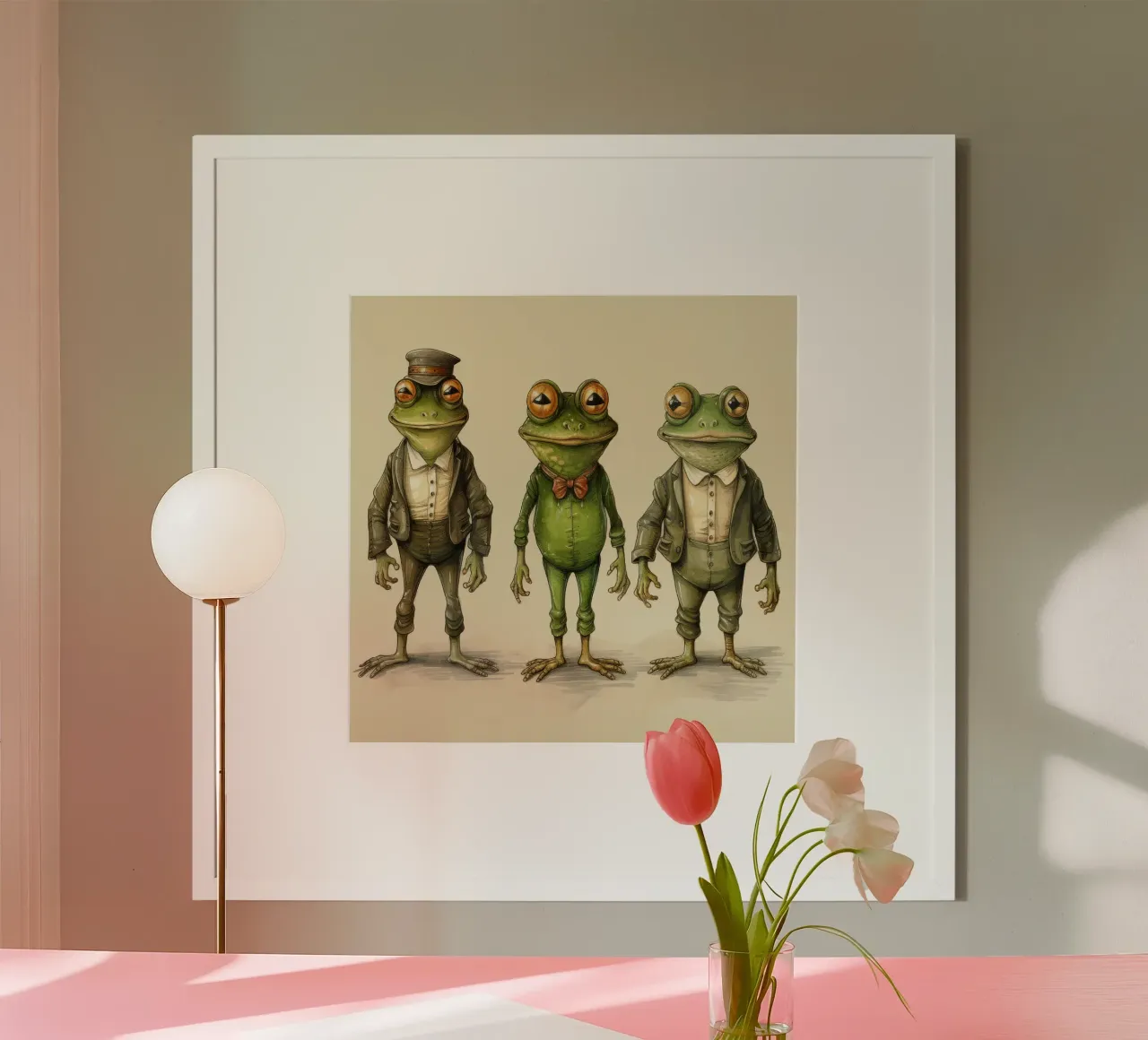 La banda delle rane retrò poster con telaio in plastica da Funny Animals