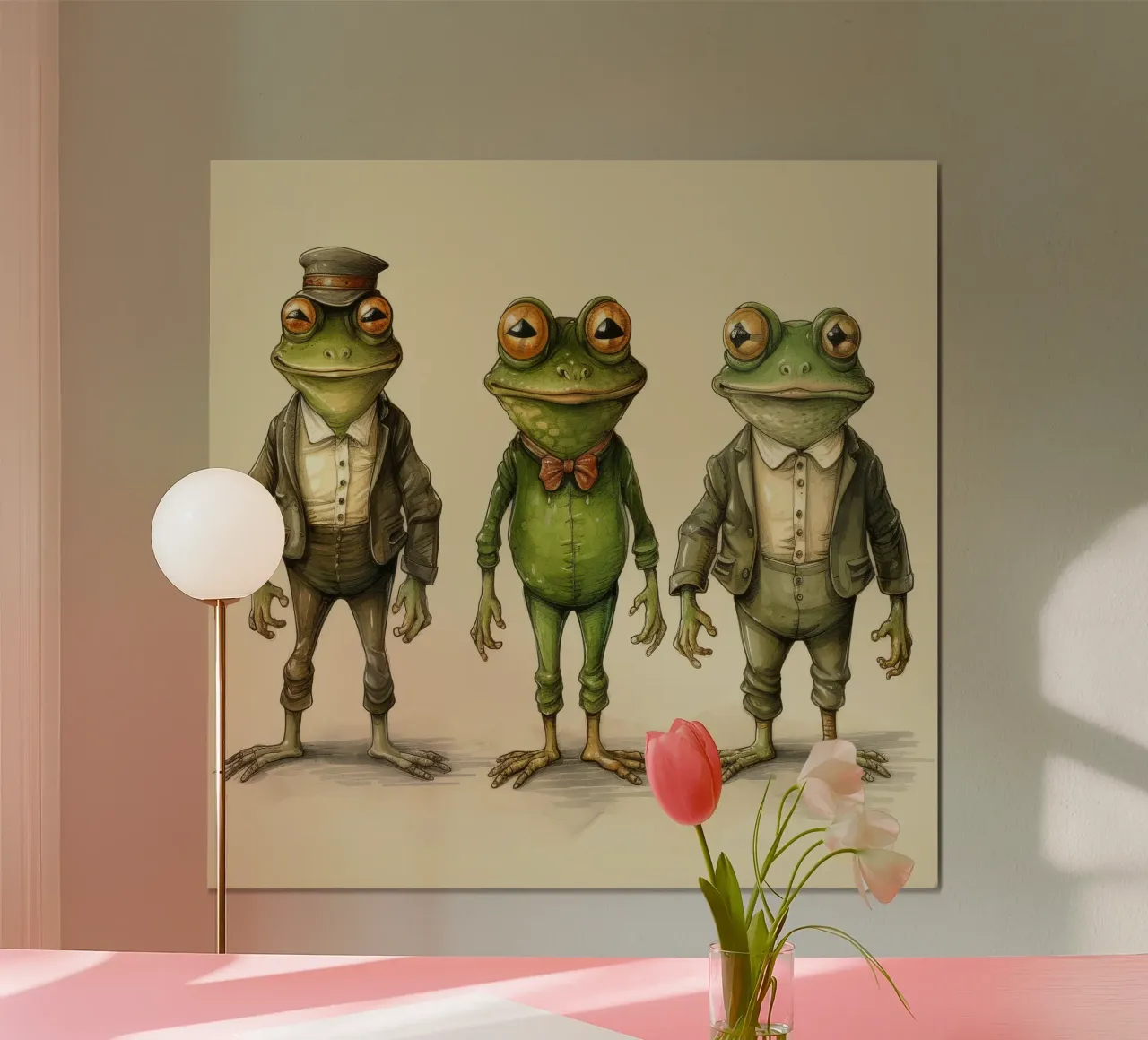 La banda delle rane retrò poster con telaio in plastica da Funny Animals