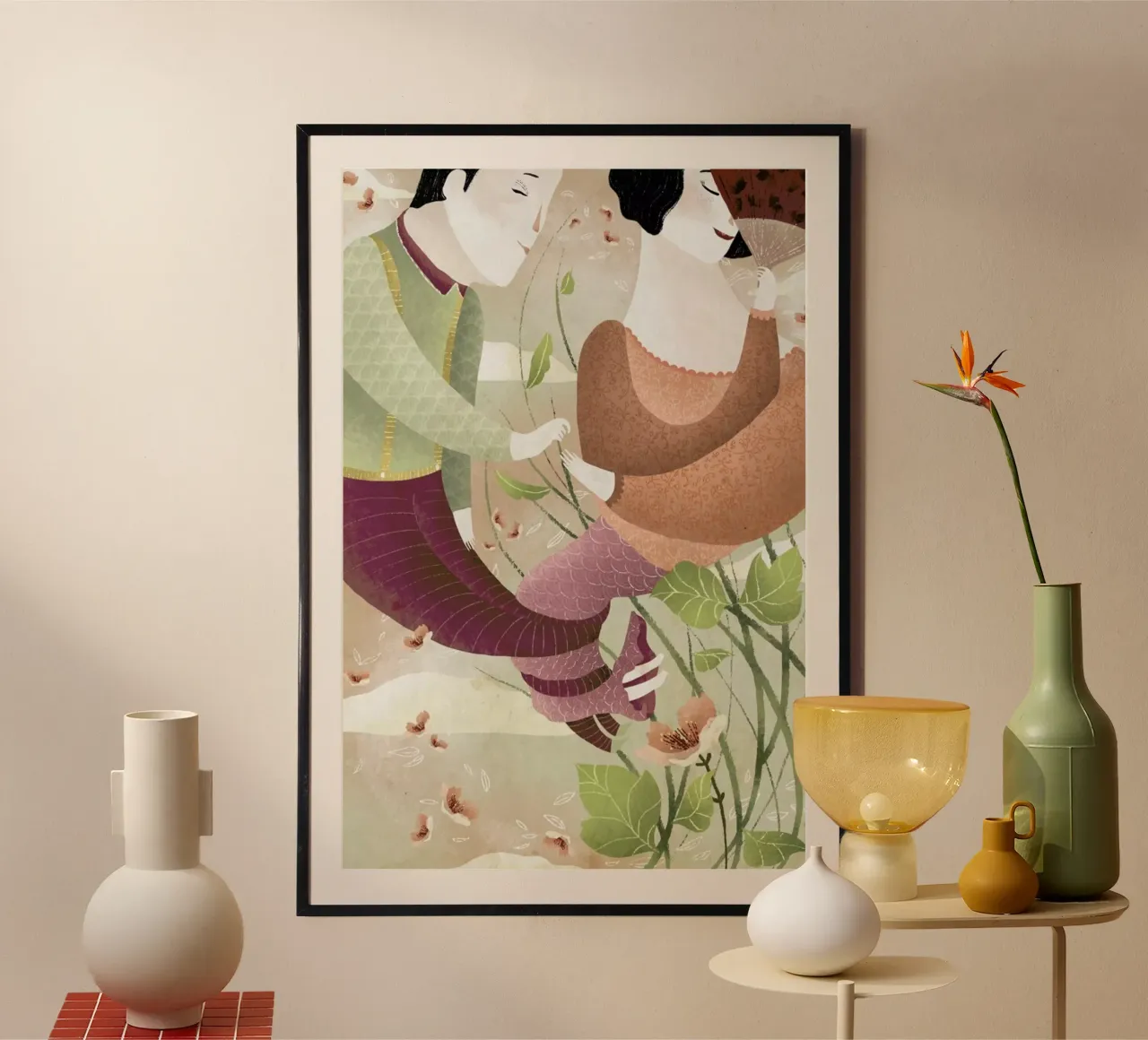 Love Struck poster con telaio in legno da Amalia Restrepo