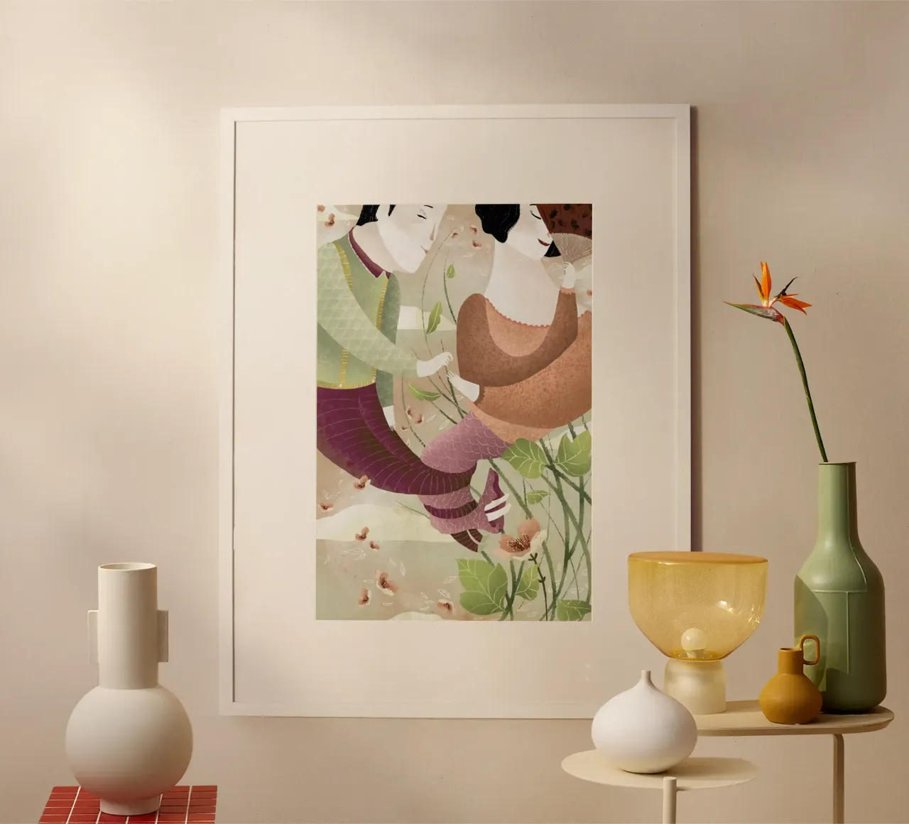 Love Struck poster con telaio in legno da Amalia Restrepo