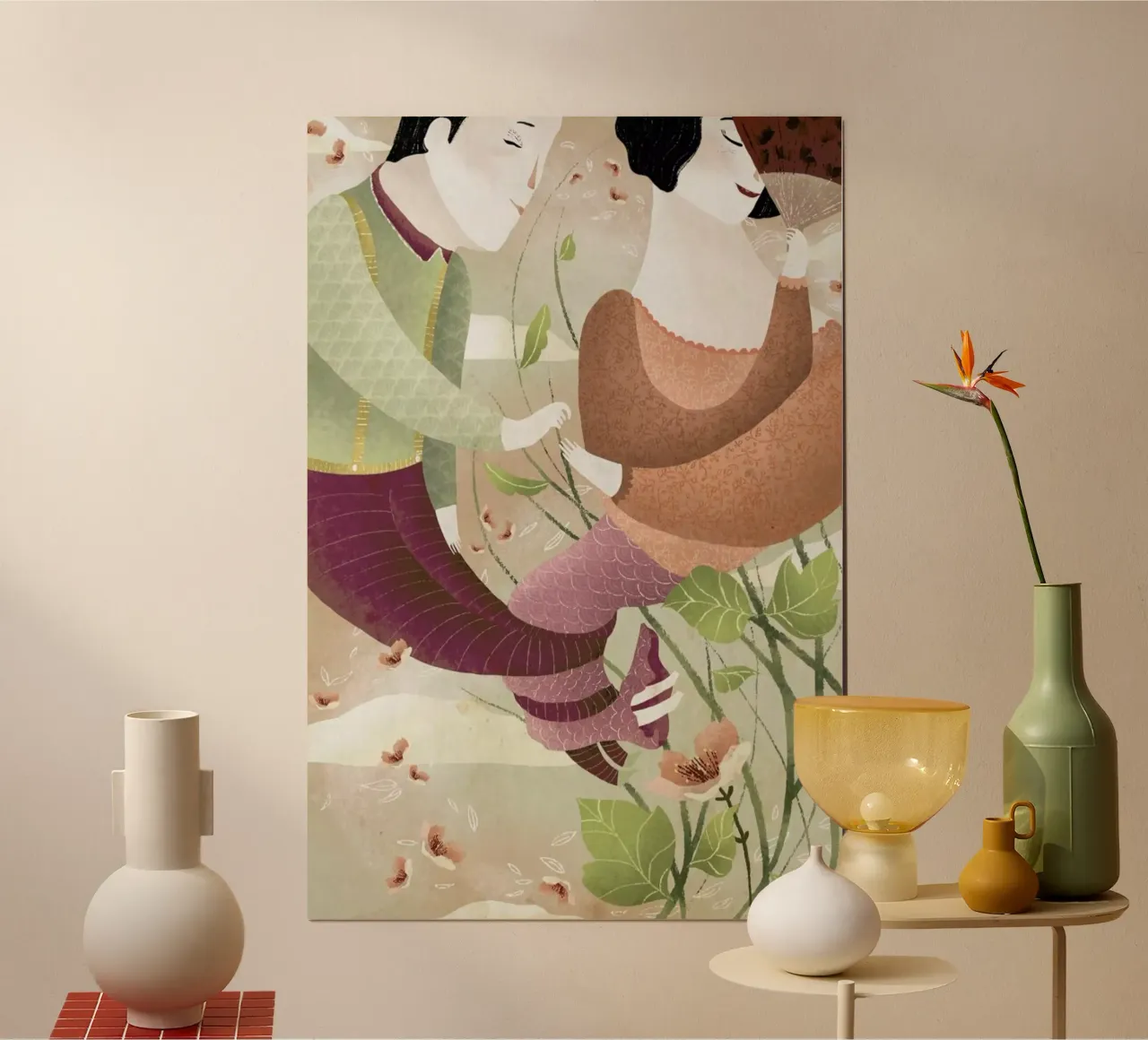 Love Struck poster con telaio in legno da Amalia Restrepo