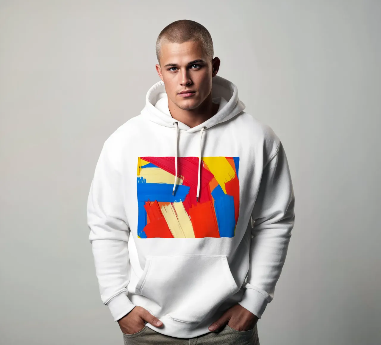 Carta da parati astratta con pennellate audaci in colori sorprendenti felpa con cappuccio da DesignDoodle